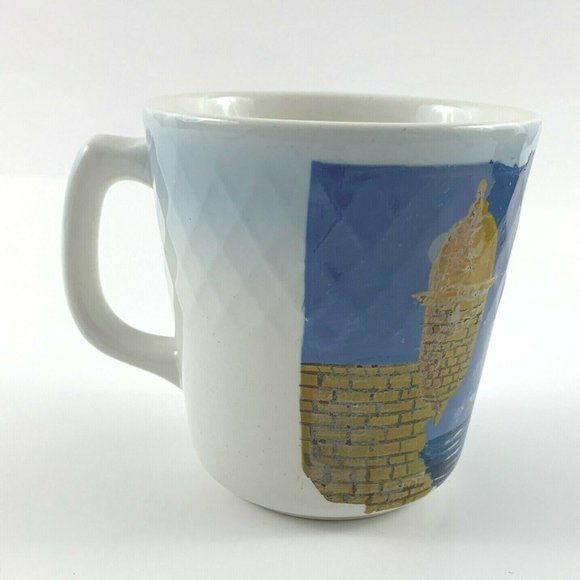 India Coastline Themed Ceramic 10 Fl oz Coffee Mug / Cup. White. Glossy. VGC! - Picture 2 of 7